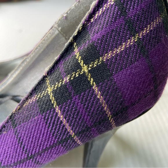 Wet Seal lively tartan purple plaid retro platform heels SZ 7 - Picture 5 of 10